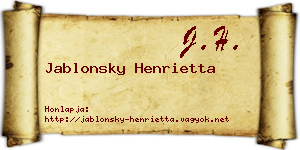 Jablonsky Henrietta névjegykártya